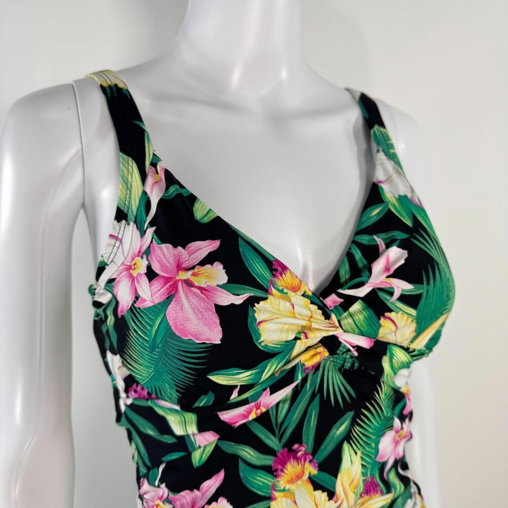 Tommy Bahama Orchid Garden Underwire Tankini Swim Top Women’s Size XS Black New - Picture 8 of 11
